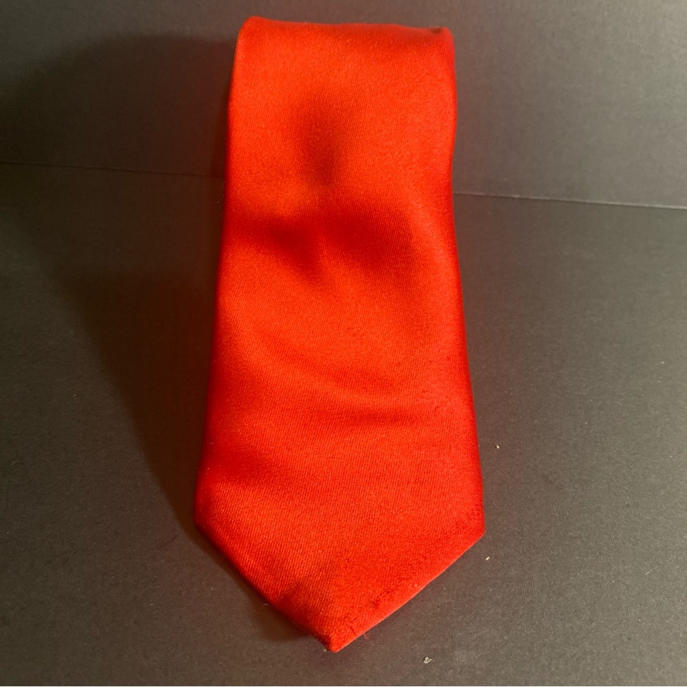 Bespoke Men’s Solid Red Skinny Power Tie 100% Polyester Satin Look